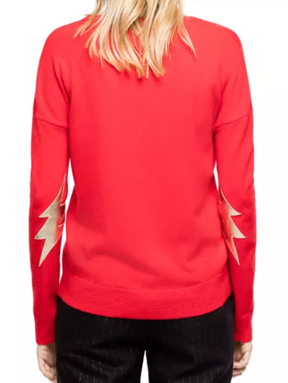 Zadig & Voltaire Cici Red Lightning-Patch Cashmere Sweater